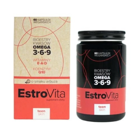 EstroVita Skin Teen Omega 3-6-9 o smaku arbuza 60 kapsułek EstroVita Skin Teen Omega 3-6-9 o smaku arbuza 60 kapsułek