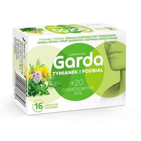 Garda Tymianek i Podbiał 16 pastylek do ssania Garda Tymianek i Podbiał 16 pastylek do ssania