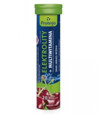 Protego Elektrolity+ Multiwitamina jabłko-wiśnia 20 tabletek musujących
