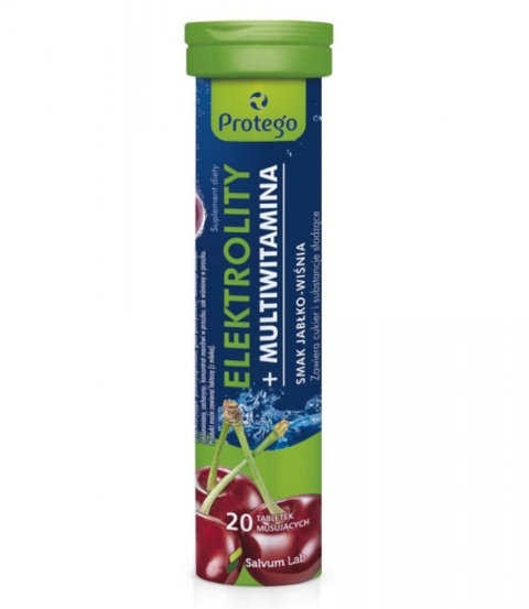 Protego Elektrolity+ Multiwitamina jabłko-wiśnia 20 tabletek musujących Protego Elektrolity+ Multiwitamina jabłko-wiśnia 20 tabletek musujących
