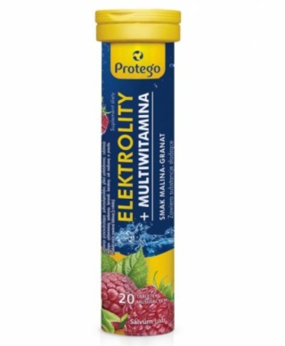 Protego Elektrolity+ Multiwitamina malina-granat 20 tabletek musujących
