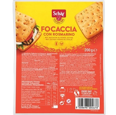 Schar Focaccia con Rosmarino 3x66 g 200 g Schar Focaccia con Rosmarino 3x66 g 200 g