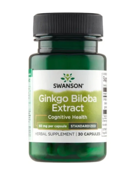 Swanson Ginkgo Biloba ekstrakt 60 mg 30 kapsułek Swanson Ginkgo Biloba ekstrakt 60 mg 30 kapsułek