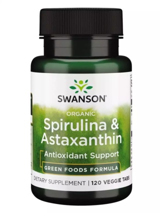 Swanson Organiczna Spirulina i Astaksantyna 120 vege tabletek