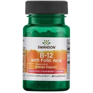 Swanson Witamina B-12 + kwas foliowy 60 pastylek