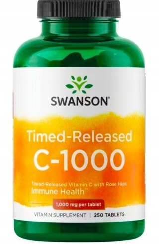 Swanson Witamina C1000 z Dziką Różą przedłużone działanie 250 tabletek