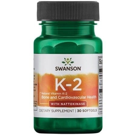 Swanson Witamina K-2 + Nattokinaza 30 kapsułek żelowych Swanson Witamina K-2 + Nattokinaza 30 kapsułek żelowych