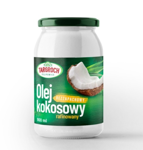 Targroch Olej kokosowy rafinowany (bezzapachowy) 900ml Targroch Olej kokosowy rafinowany (bezzapachowy) 900ml
