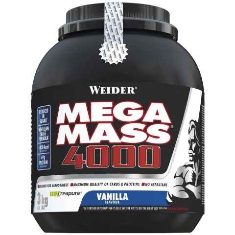 Weider Mega Mass 4000 o smaku waniliowym 3000 g Weider Mega Mass 4000 o smaku waniliowym 3000 g