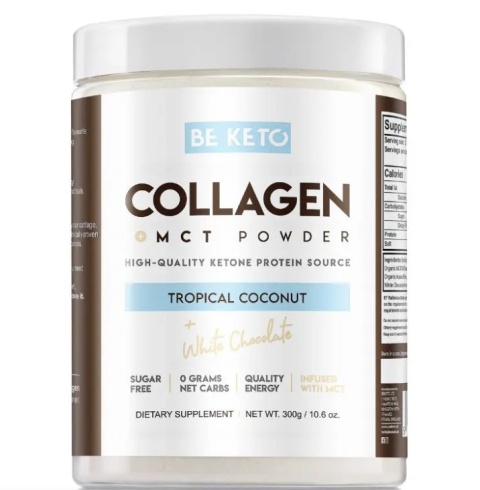 BeKeto Keto Kolagen z olejem MCT o smaku kokosa i białej czekolady 300g BeKeto Keto Kolagen z olejem MCT o smaku kokosa i białej czekolady 300g