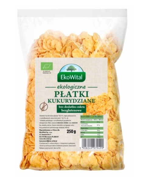 EKOWITAL Płatki kukurydziane bez dodatku cukru BEZGL. BIO 250gr EKOWITAL Płatki kukurydziane bez dodatku cukru BEZGL. BIO 250gr