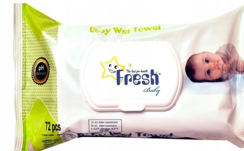 Fresh Baby Chusteczki nawilżane z klipsem zielone 72 sztuk Fresh Baby Chusteczki nawilżane z klipsem zielone 72 sztuk