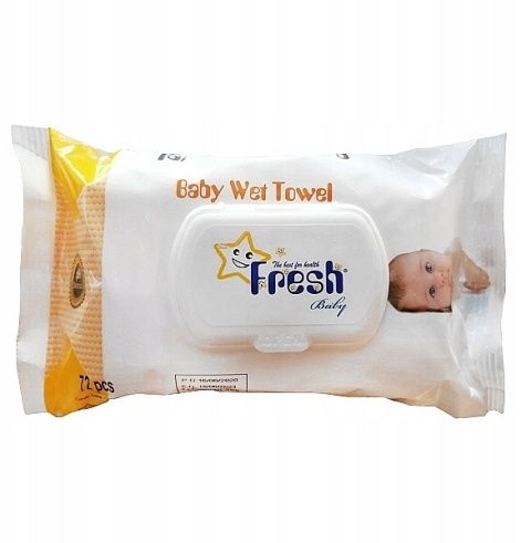 Fresh Baby Chusteczki nawilżane z klipsem żółte 72 sztuk Fresh Baby Chusteczki nawilżane z klipsem żółte 72 sztuk
