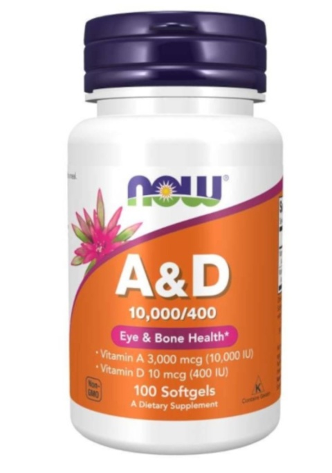 Now Foods Witamina A 10000 IU + D3 400 IU 100 kapsułek Now Foods Witamina A 10000 IU + D3 400 IU 100 kapsułek