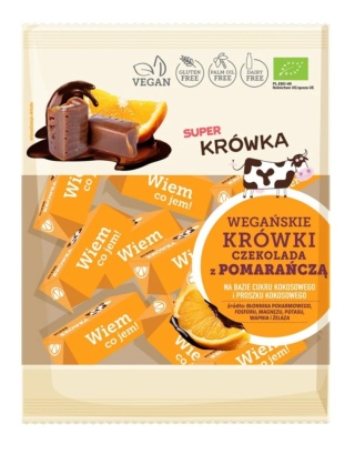 SUPER KRÓWKA Krówki wegańskie czekolada z pomarańczą BIO 150gr