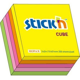 KARTECZKI STICK'N 51*51mm 5 KOLORÓW NEON (250) STICK'N