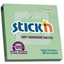 KARTECZKI STICK'N 76*76mm ZIELONE (100) STICK'N