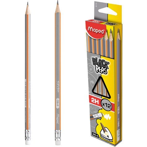 OŁÓWEK DREWNIANY MAPED BLACK'PEPS 2H Z GUMKĄ Maped OŁÓWEK DREWNIANY MAPED BLACK'PEPS 2H Z GUMKĄ Maped