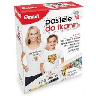 PASTELE DO TKANIN PENTEL 15 KOLORÓW + KOSZULKA Pentel
