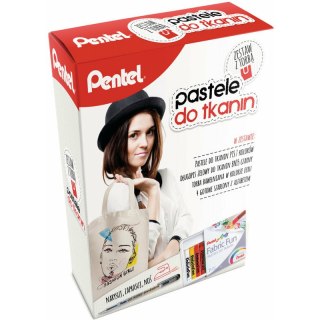 PASTELE DO TKANIN PENTEL 7 KOLORÓW + TORBA Pentel
