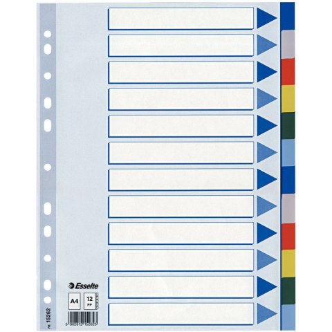 PRZEKŁADKI PP ESSELTE A4 INDEX 12 KOLORÓW Esselte PRZEKŁADKI PP ESSELTE A4 INDEX 12 KOLORÓW Esselte