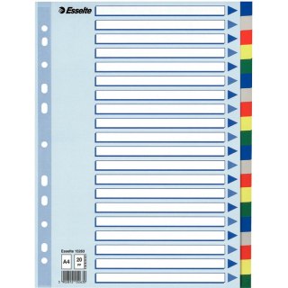 PRZEKŁADKI PP ESSELTE A4 INDEX 20 KOLORÓW Esselte