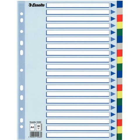 PRZEKŁADKI PP ESSELTE A4 INDEX 20 KOLORÓW Esselte PRZEKŁADKI PP ESSELTE A4 INDEX 20 KOLORÓW Esselte