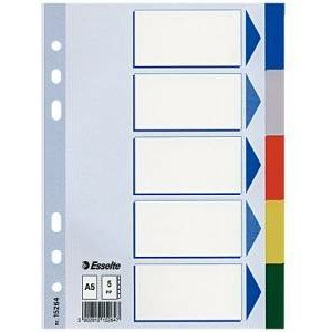 PRZEKŁADKI PP ESSELTE A5 INDEX 5 KOLORÓW Esselte PRZEKŁADKI PP ESSELTE A5 INDEX 5 KOLORÓW Esselte
