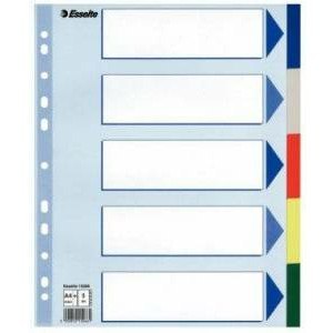PRZEKŁADKI PP ESSELTE MAXI A4 INDEX 5 KOLORÓW Esselte PRZEKŁADKI PP ESSELTE MAXI A4 INDEX 5 KOLORÓW Esselte