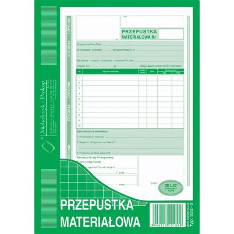 PRZEPUSTKA MATERIAŁOWA A5 (O+1K) Michalczyk i Prokop PRZEPUSTKA MATERIAŁOWA A5 (O+1K) Michalczyk i Prokop