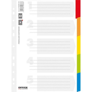 Przekładki kartonowe Office Products A4 5 kolorów Office Products