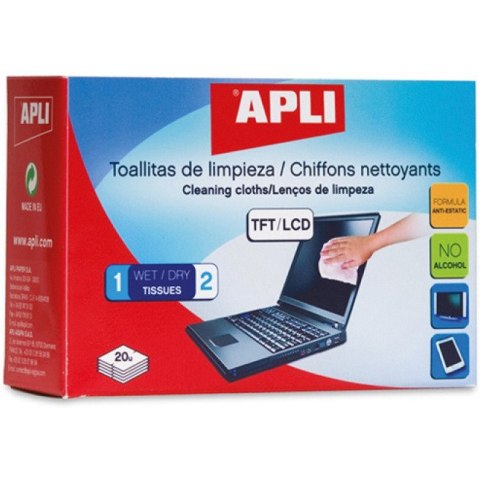 Chusteczki do ekranu Apli suche i wilgotne (20+20) Apli Chusteczki do ekranu Apli suche i wilgotne (20+20) Apli