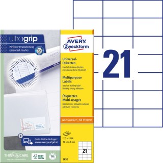 ETYKIETY A4 AVERY 70*42,3mm BIAŁE (100) Avery Zweckform