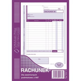 RACHUNEK DLA ZWOLNIONYCH Z VAT A5 (O+1K) Michalczyk i Prokop