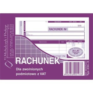RACHUNEK DLA ZWOLNIONYCH Z VAT A6 (O+1K) Michalczyk i Prokop
