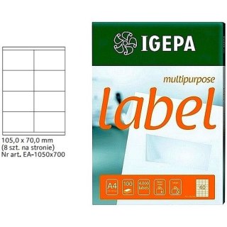 ETYKIETY A4 IGEPA 105*70,0mm BIAŁE (100) Igepa