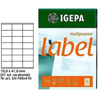 ETYKIETY A4 IGEPA 70,0*41,0mm BIAŁE (100) Igepa