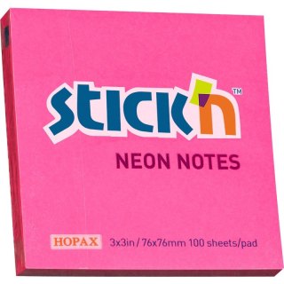 KARTECZKI STICK'N 76x76mm NEON CIEMNORÓŻOWE (100) STICK'N