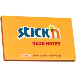 KARTECZKI STICK'N 76*127mm POMARAŃCZOWE NEON (100) STICK'N