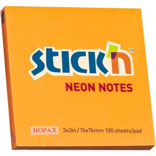 KARTECZKI STICK'N 76*76mm POMARAŃCZOWE NEON (100) STICK'N