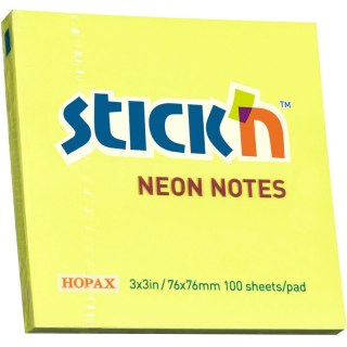 KARTECZKI STICK'N 76*76mm ŻÓŁTE NEON (100) STICK'N