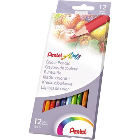KREDKI OŁÓWKOWE PENTEL 12 KOLORÓW Pentel