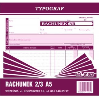 Rachunek 2/3 A5 TYPOGRAF TYPOGRAF