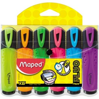 ZAKREŚLACZE MAPED FLUO PEPS 6 KOLORÓW Maped