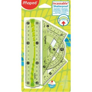 ZESTAW MAPED FLEX MINI: LINIJKA 2 EKIERKI KĄTOMIERZ Maped