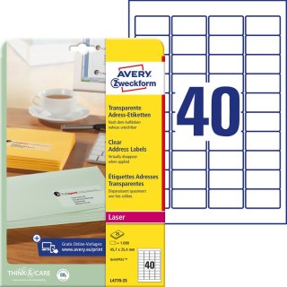 ETYKIETY A4 AVERY 45,7*25,4mm PRZEZROCZYSTE (25) Avery Zweckform