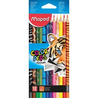 KREDKI OŁÓWKOWE MAPED COLOR'PEPS ANIMALS 12 KOLORÓW Maped