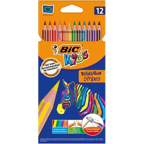 Kredki ołówkowe BiC Kids Evolution Stripes 12 kolorów Bic Kredki ołówkowe BiC Kids Evolution Stripes 12 kolorów Bic