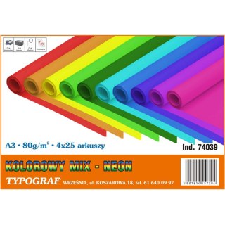 PAPIER TYPOGRAF A3/80g NEON 25*4 KOLORY (100) TYPOGRAF