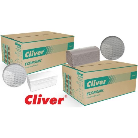 Ręczniki składane Cliver Economic V-Fold 1w makulatura białe (20x200) Cliver Ręczniki składane Cliver Economic V-Fold 1w makulatura białe (20x200) Cliver